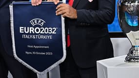 Une cérémonie UEFA pour l'attribution de l'Euro 2028 et l'Euro 2032, à Nyon le 10 octobre 2023