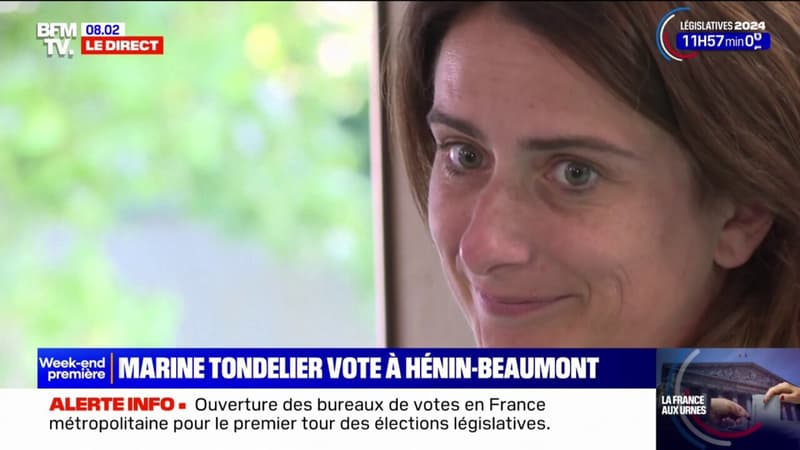 Marine Tondelier, secrétaire nationale d'Europe Écologie Les Verts vote à Hénin-Beaumont