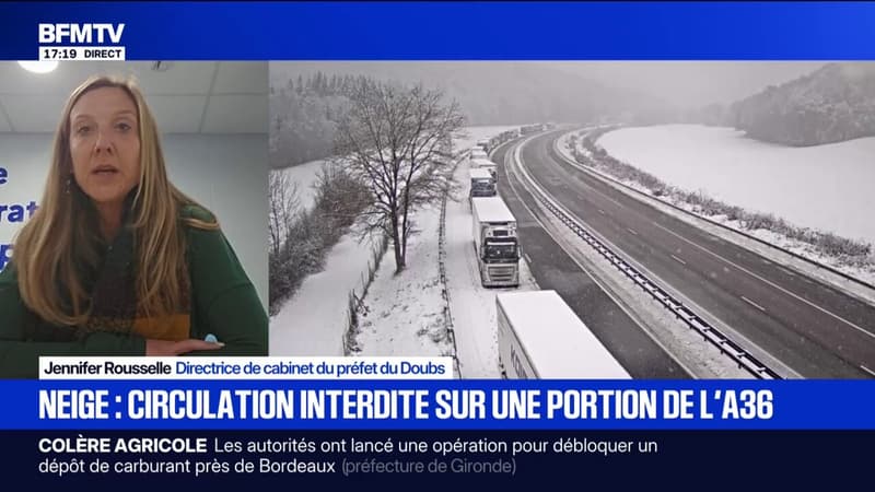 Neige: la circulation est interdite sur une portion de l'A36, la directrice de cabinet du préfet du Doubs fait le point sur BFMTV