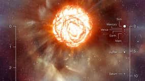 L'étoile Betelgeuse, surnommée la "super géante rouge" prise par l'Observatoire de Paris, le 26 juillet 2009.