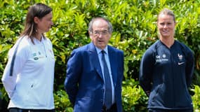Corinne Diacre, Noël Le Graët et Amandine Henry, à Clairefontaine le 4 juin 2019