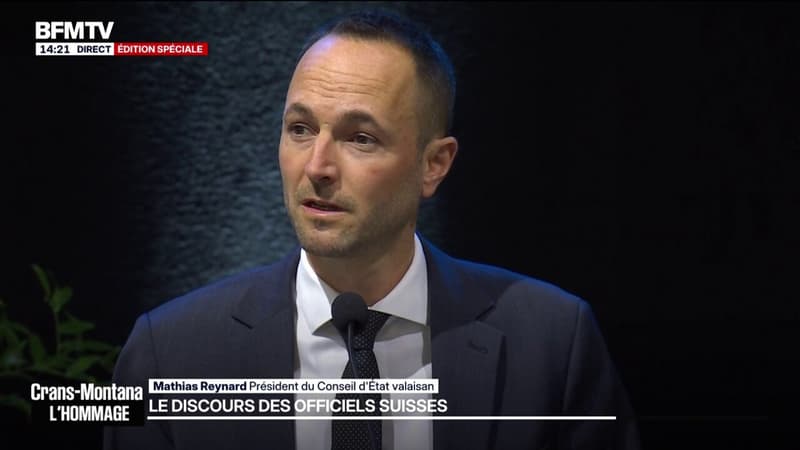Hommage à Crans-Montana: "Ce jour, nous ne l'oublierons jamais", déclare avec émotion Mathias Reynard, président du Conseil d'État valaisan