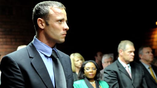 Oscar Pistorius lors de son audience, le 19 février 2013.