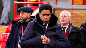 Nasser Al-Khelaïfi avant Liverpoool-PSG (0-1, 1 t.a.b. 4, Ligue des champions), le 11 mars 2025