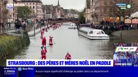 Strasbourg: des pères et mères Noël en paddle sur l'Ill