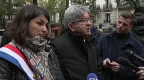 Jean-Luc Mélenchon s'exprime en marge de la manifestation en soutien au peuple palestinien à Paris, le 4 novembre 2023.