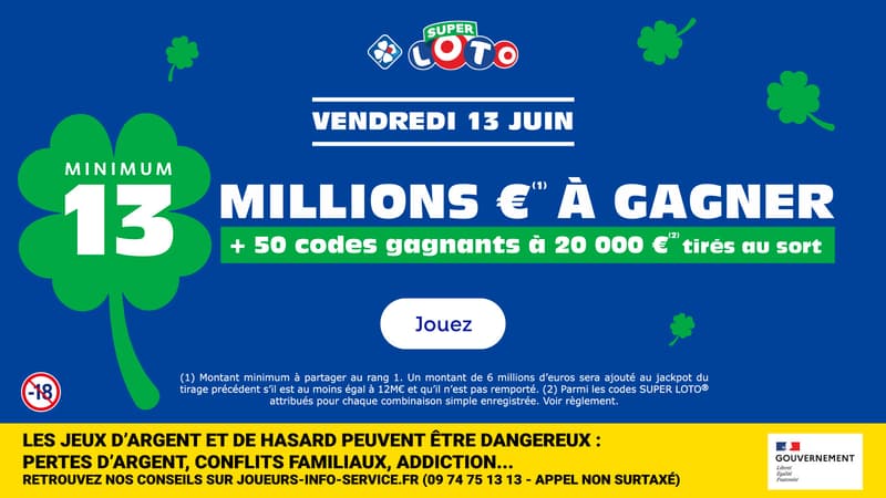 Tentez votre chance au LOTO du vendredi 13 juin 2025, c’est au moins 13 millions d’euros à gagner !