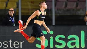 Serie A - Francesco Camarda, buteur lors de Lecce-Bologne, le 29 septembre 2025