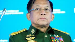Le chef de la junte birmane Min Aung Hlaing, le 23 juin 2021 lors d'une conférence sur la sécurité à Moscou