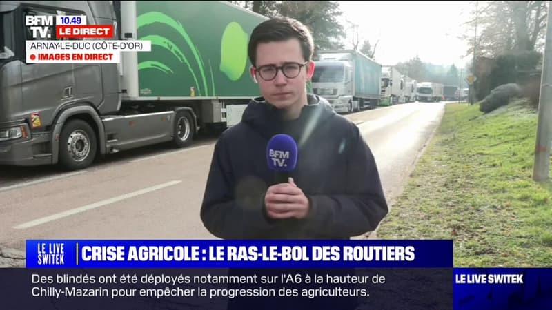 Crise agricole: des chauffeurs routiers bloqués depuis plus de 48 heures à Arnay-le-Duc