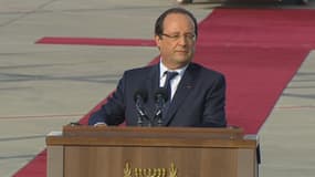 François Hollande s'est exprimé sur le tarmac de l'aéroport de Tel-Aviv, à l'occasion de sa première visite en Israël.