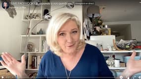 Capture d'écran du Facebook Live de Marine Le Pen, diffusé sur Facebook le 20 mars 2022