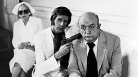 L'acteur américain Edward Meeks et Bernard Blier lors du tournage de "Le Faux-cul" réalisé par Roger Hanin en 1975.