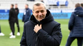 Bruno Genesio souriant lors d'un match de Rennes en mars 2023
