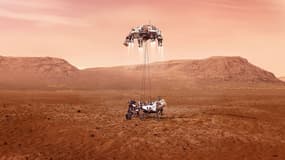 12 secondes avant d'atteindre le sol, l'étage de descente suspend le rover avec des câbles pour amortir son arrivée. 