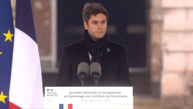 Gabriel Attal ce lundi 11 mars depuis la citadelle d'Arras pour la cérémonie en hommage aux victimes du terrorisme.