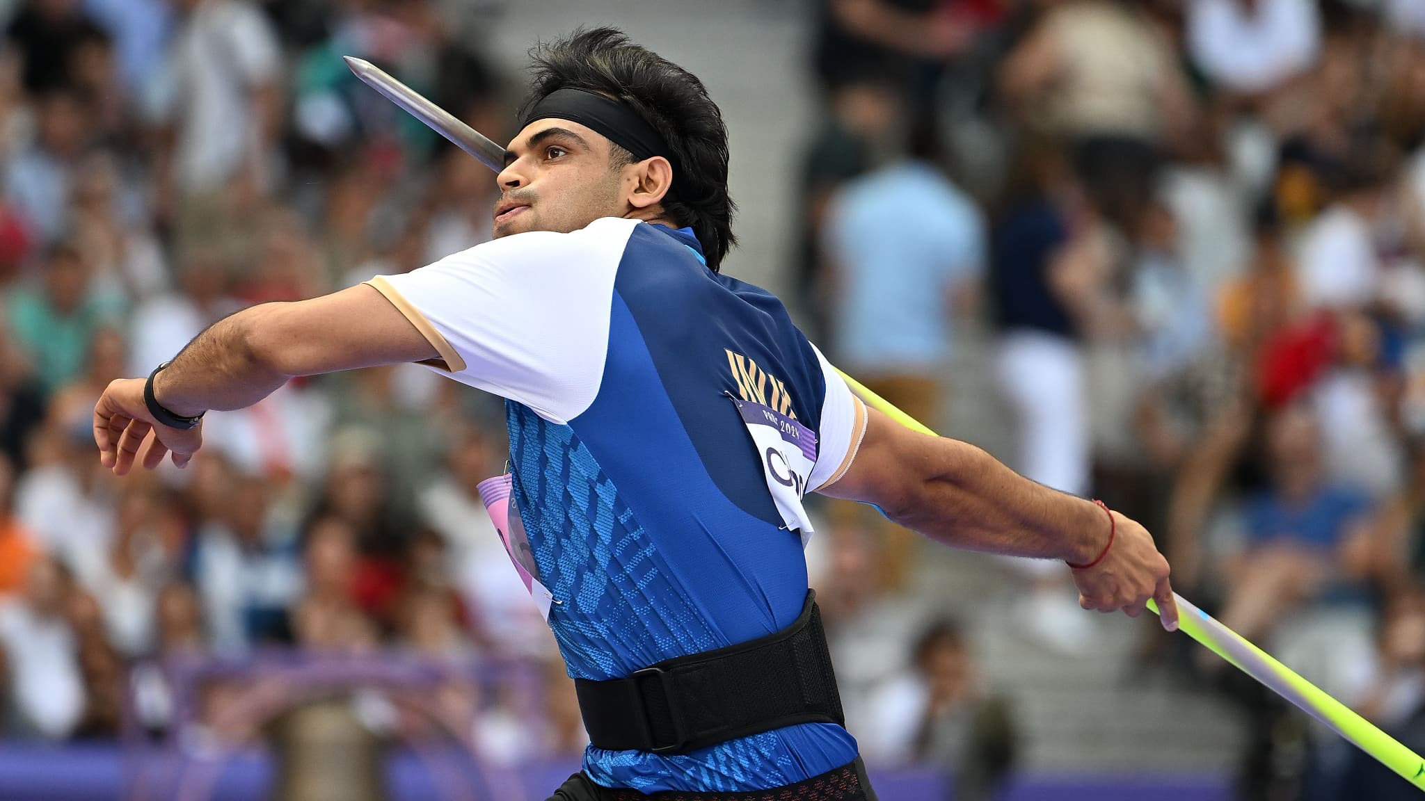 Neeraj Chopra aux JO de Paris le 6 août 2024