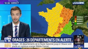 Orages: 26 départements placés en vigilance orange