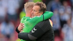 Kasper Schmeichel et Kasper Hjulmand, le 12 juin 2021.