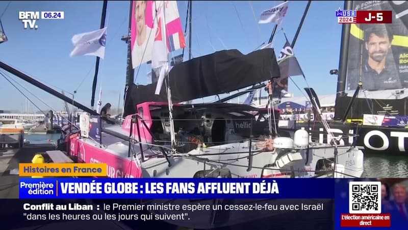 Vendée Globe: les fans affluent déjà sur le ponton des Sables d'Olonne pour admirer les monocoques