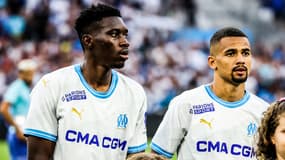 Ismaïla Sarr et Iliman Ndiaye lors du match amical OM-Bayer Leverkusen, le 02/08/2023