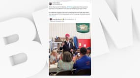 Joe Biden portant une casquette pro-Trump en Pennsylvanie le 11 septembre 2024