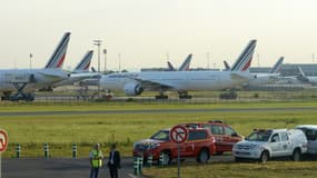 Des avions d'Air France bloqués sur le tarmac le 15 septembre 2014, par un mouvement de grève des pilotes de la compagnie.