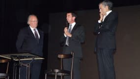 Roger Cukierman du Crif, Manuel Valls, et BHL, au Théâtre de l'Atelier.