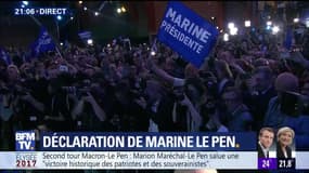 Qualifiée pour le second tour, Marine Le Pen salue un "résultat historique"