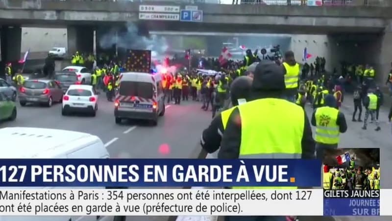 Les gilets jaunes au niveau de porte Maillot 