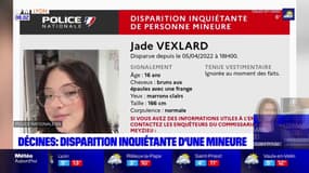 Rhône: un appel à témoins lancé après la disparition d'une adolescente à Décines-Charpieu