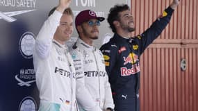 Nico Rosberg, Lewis Hamilton et Daniel Ricciardo