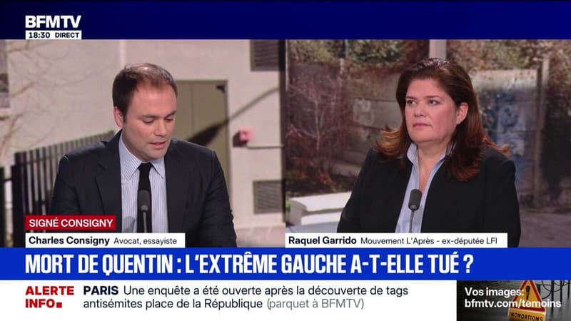 SIGNÉ CONSIGNY - Mort de Quentin: "Vous devriez vous cacher", lance l'essayiste Charles Consigny à Raquel Garrido, ancienne députée LFI