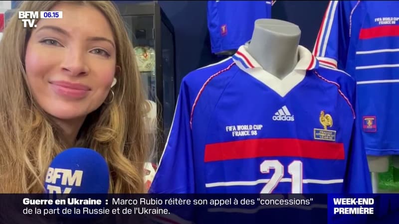 Des maillots mythiques du football français, dont celui de Zinédine Zidane lors de la finale de 98, sont mis aux enchères à Paris