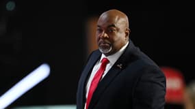 Le lieutenant-gouverneur de Caroline du Nord Mark Robinson s'exprime lors de la convention nationale républicaine, le 15 juillet 2024 à Milwaukee, dans le Wisconsin. 