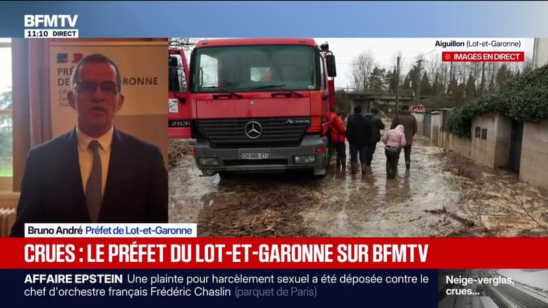 Crues: "On a encore 12.900 personnes sans électricité, mais on pense que d'ici mardi ou mercredi on pourra avoir une remontée des eaux", affirme Bruno André, préfet du Lot-et-Garonne