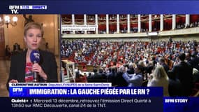 Clémentine Autain (LFI) sur le projet de loi immigration: "En mettant ce texte en commission mixte paritaire, [Gérald Darmanin] prend le risque qu'à la fin ce soit un texte encore plus dur"