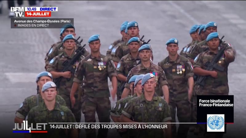 14-Juillet: défilé des forces franco-finlandaises en opération au Liban