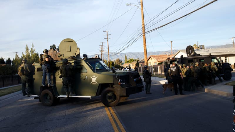 Des forces de l'ordre déployées à San Bernardino, en Californie, le 2 décembre.