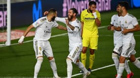 Sergio Ramos et Karim Benzema lors du match Real Madrid-Villarreal, le 16 juillet 2020