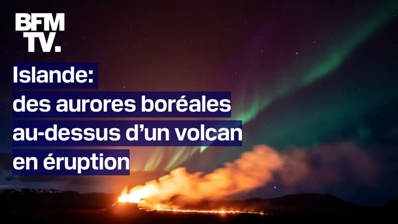 Islande: les images d'aurores boréales au-dessus d'un volcan en éruption