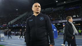 Francesco Calzona lors de Naples-FC Barcelone (1-1, 8e de finale aller de la Ligue des champions), le 21 février 2024
