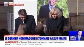 Obsèques de Gérard Collomb: Emmanuel et Brigitte Macron saluent la famille de l'ancien maire