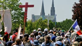 Le pèlerinage de Chartres à son arrivée, le 12 mai 2008