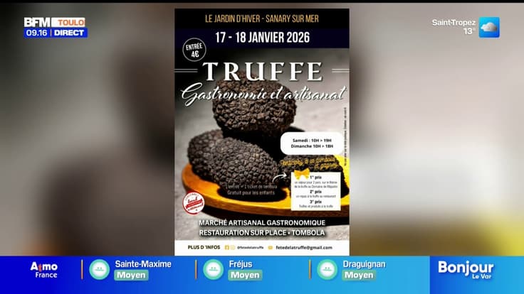 Fête de la Truffe ce week-end à Sanary-sur-Mer - La météo de Colas du vendredi 16 janvier 2026