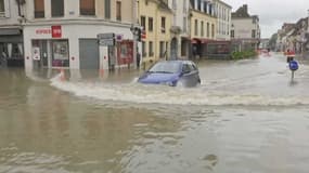 Une crue à Nemours, en Seine-et-Marne 