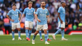 Bernardo Silva avec ses coéquipiers de Manchester City lors du Community Shield, 6 août 2023