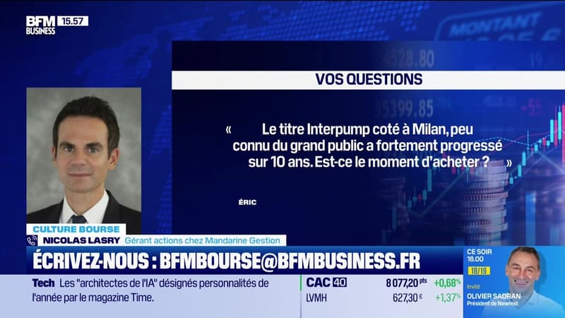 Culture Bourse : « Que penser du titre Interpump. Plus de 150% sur 10 ans, environ 10% de hausse sur 5 ans. Est-ce le moment d'acheter ? », par Julie Cohen-Heurton - 11/12