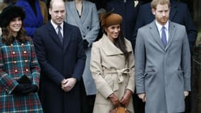 Kate Middleton, le prince William, Meghan Markle et le prince Harry à la messe de Noël à Sandringham, le 25 décembre 2017 