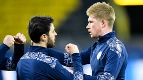 Bernardo Silva et Kevin De Bruyne, à Dortmund le 14 avril 2021